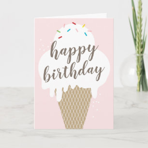Cartão de aniversário feliz com cone de sorvete do