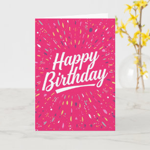 Cartão de Aniversário Feliz com Confete Rosa