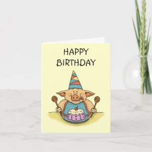 cartão de aniversário feliz com fome