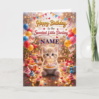 Cartão de Aniversário Feliz com Gatinho Fofo para