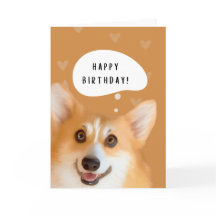 Cartão de Aniversário Feliz Corgi (ouro)