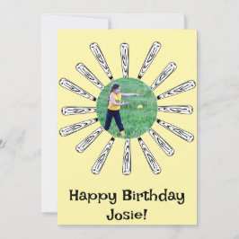 Cartão de Aniversário Feliz da Flor do Softball Ba