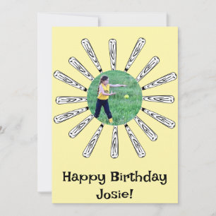 Cartão de Aniversário Feliz da Flor do Softball Ba