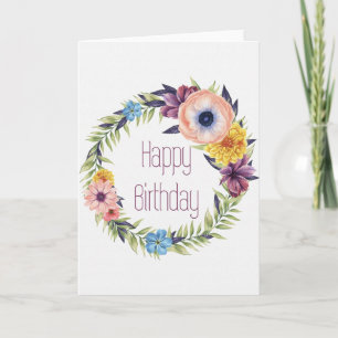 Cartão de Aniversário Feliz da Terra Floral Elegan