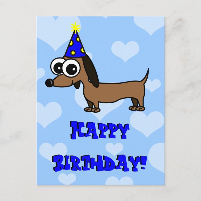 Cartão de Aniversário Feliz - Dachshund (Frente)