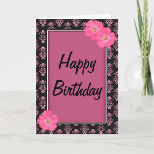 Cartão de Aniversário Feliz das Flores bonito Rosa