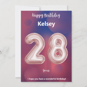 Cartão de aniversário feliz de 28 anos