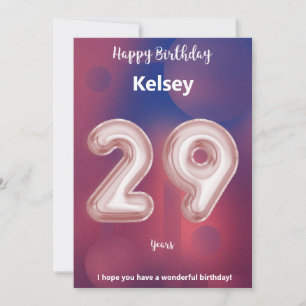 Cartão de aniversário feliz de 29 anos