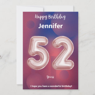 Cartão de aniversário feliz de 52 anos