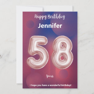 Cartão de aniversário feliz de 58 anos