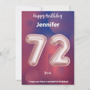 Cartão de aniversário feliz de 72 anos