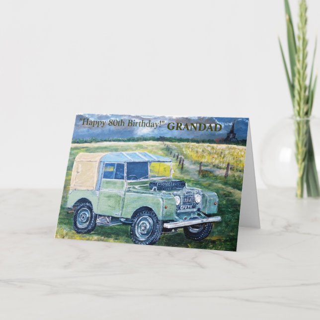Cartão De Aniversário Feliz De 80 Para GRANDAD (Frente)
