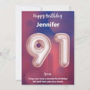 Cartão de aniversário feliz de 91 anos