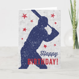 Cartão de aniversário feliz de beisebol com garoto