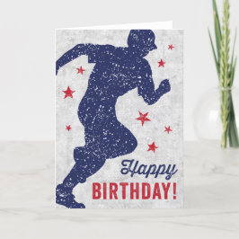 Cartão de aniversário feliz de beisebol com garoto