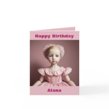 Cartão de Aniversário Feliz de Boneca de Arte AI