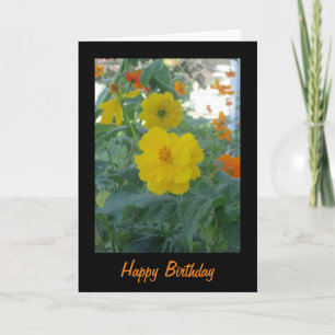 Cartão de Aniversário Feliz de Flores Amarelas