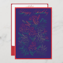 Cartão de Aniversário Feliz de Flores Selvagens