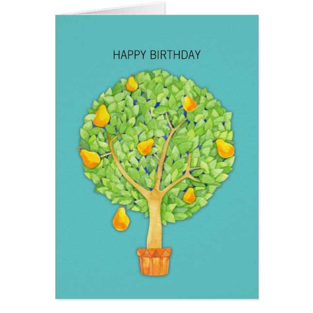 Cartão de Aniversário Feliz de Pear Tree (Frente)