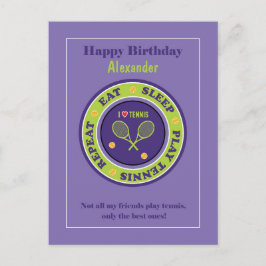 Cartão de Aniversário Feliz de Tênis Roxo 🎾