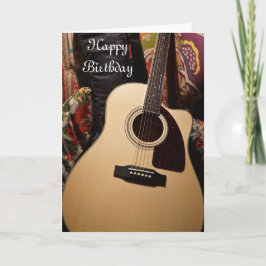 Cartão de Aniversário Feliz de Violão Acústico