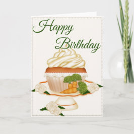 Cartão de Aniversário Feliz do Cupcake de Bolo de 