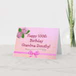 Cartão de aniversário feliz do grande rosa da avó<br><div class="desc">Envie-lhe a grande avó este cartão de aniversário feliz bonito do hundreth!</div>