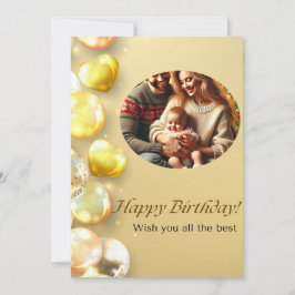 Cartão de Aniversário Feliz dos Balões Dourados