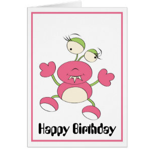 Cartão de Aniversário Feliz e Alienígena Rosa e Ve