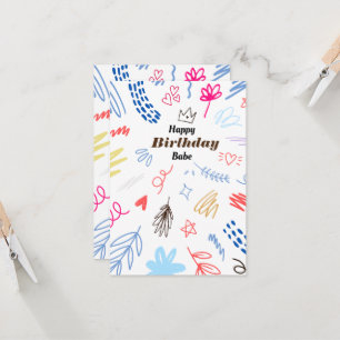 Cartão de Aniversário Feliz e Bonito Doodal