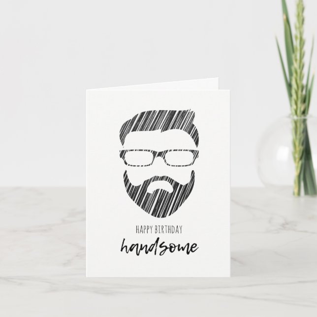 Cartão de Aniversário Feliz e Bonito Hipster (Frente)