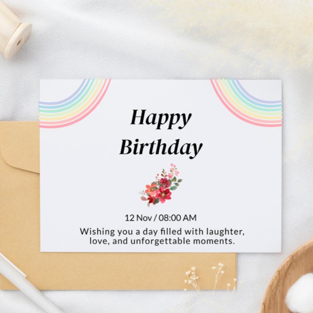 Cartão de Aniversário Feliz Elegante (Elegant Happy Birthday Card)