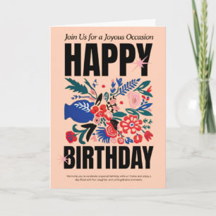 Cartão de Aniversário Feliz Floral
