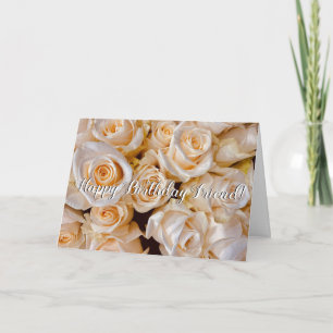 Cartão de Aniversário Feliz Floral das Rosas Branc