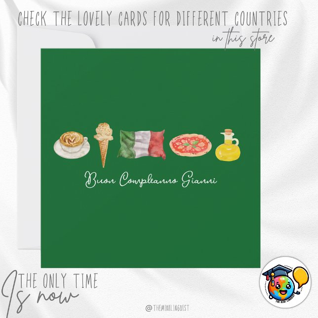 Cartão de Aniversário Feliz Italiano, Cartão Buon  (Criador carregado)