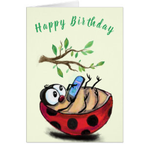 Cartão de Aniversário Feliz Ladybug
