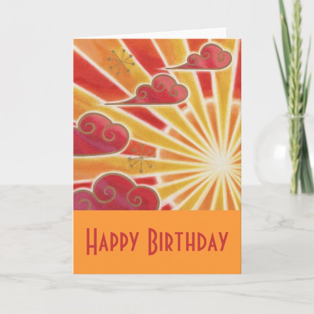 Cartão de Aniversário Feliz Laranja (Frente)