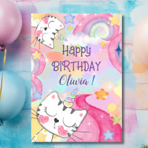 Cartão de Aniversário Feliz Meow-Gical Caticórnio