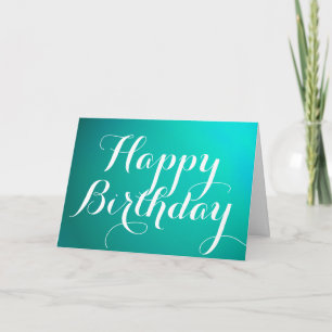 Cartão de Aniversário Feliz Metálico Teal com Mens