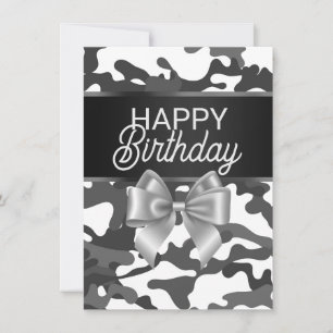 Cartão de Aniversário Feliz para Camo Branco e Arc