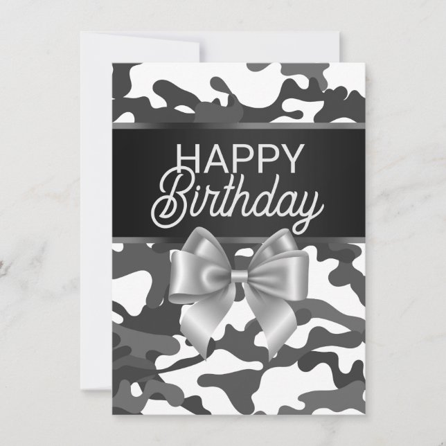 Cartão de Aniversário Feliz para Camo Branco e Arc (Frente)