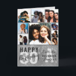 Cartão de Aniversário Feliz para Colagem de Fotos<br><div class="desc">Este cartão legal e bonito de aniversário é perfeito para qualquer amigo ou membro da família. Ele apresenta nove fotografias personalizáveis com um nome de monograma e a citação, "Parabéns", no topo de uma cinza de luz "30" (que pode ser mudada para qualquer idade) sobre um fundo falso impresso de...</div>