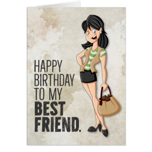 Cartão de Aniversário Feliz para Menina Chic Ilust