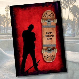 Cartão de Aniversário Feliz para o Skateboard Grun