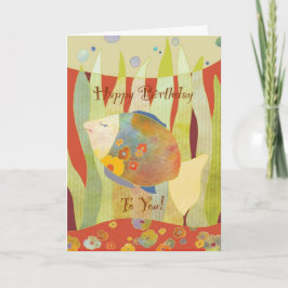 Cartão de Aniversário Feliz para Peixes Flores
