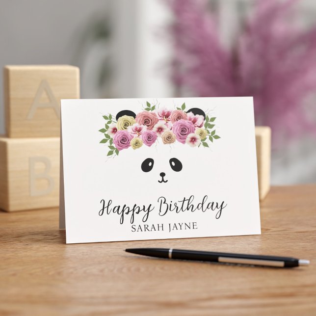 Cartão de Aniversário Feliz Personalizado para Men (Pretty Panda Birthday Card just for you)