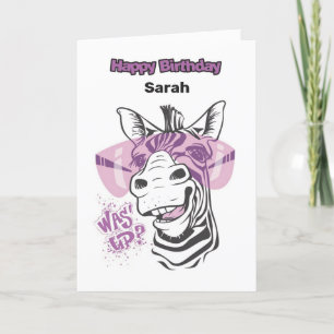 Cartão de Aniversário Feliz Personalizado - Zebr