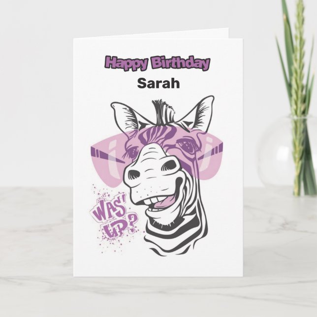 Cartão de Aniversário Feliz Personalizado - Zebra  (Frente)