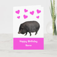 Cartão de Aniversário Feliz Pig Pig Belied Pote Bo