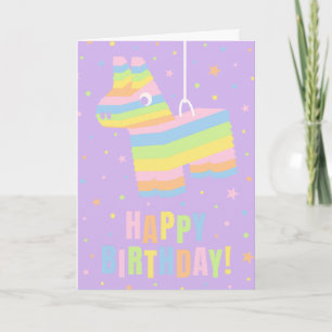 Cartão de Aniversário Feliz Pinata Pastel